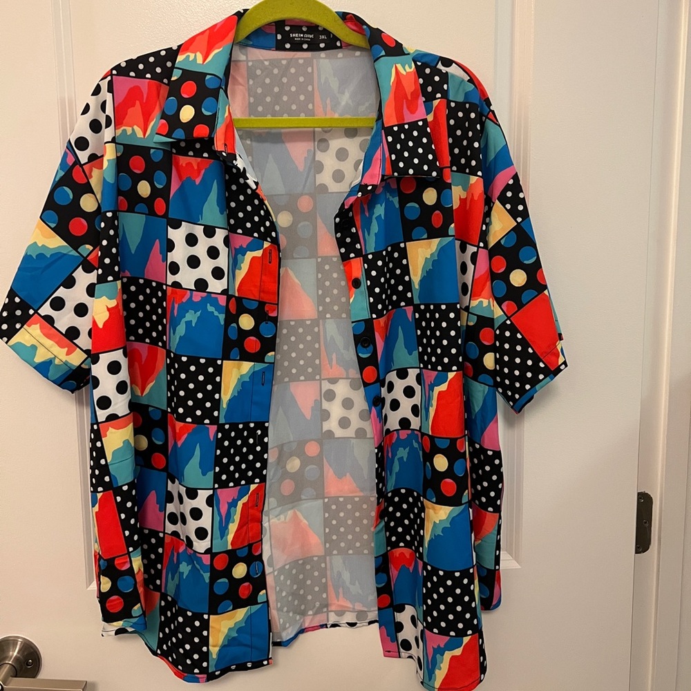 Shein 3X Multicolor Button Down Shirt
